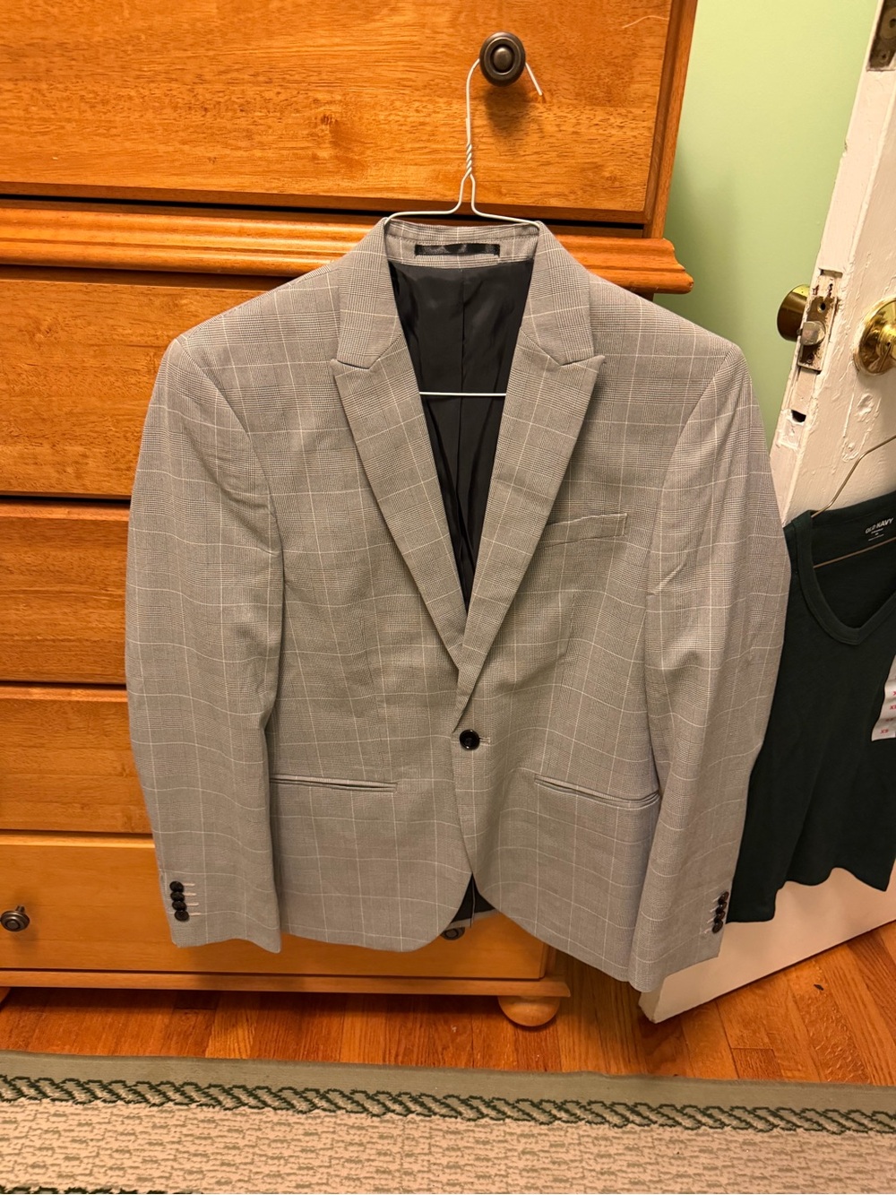 Men's H&M Gray Windowpane Blazer - Classic Single-Breasted Sport Coat